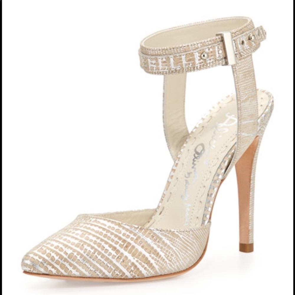 Alice + Olivia Dayla lizard embossed heels euc